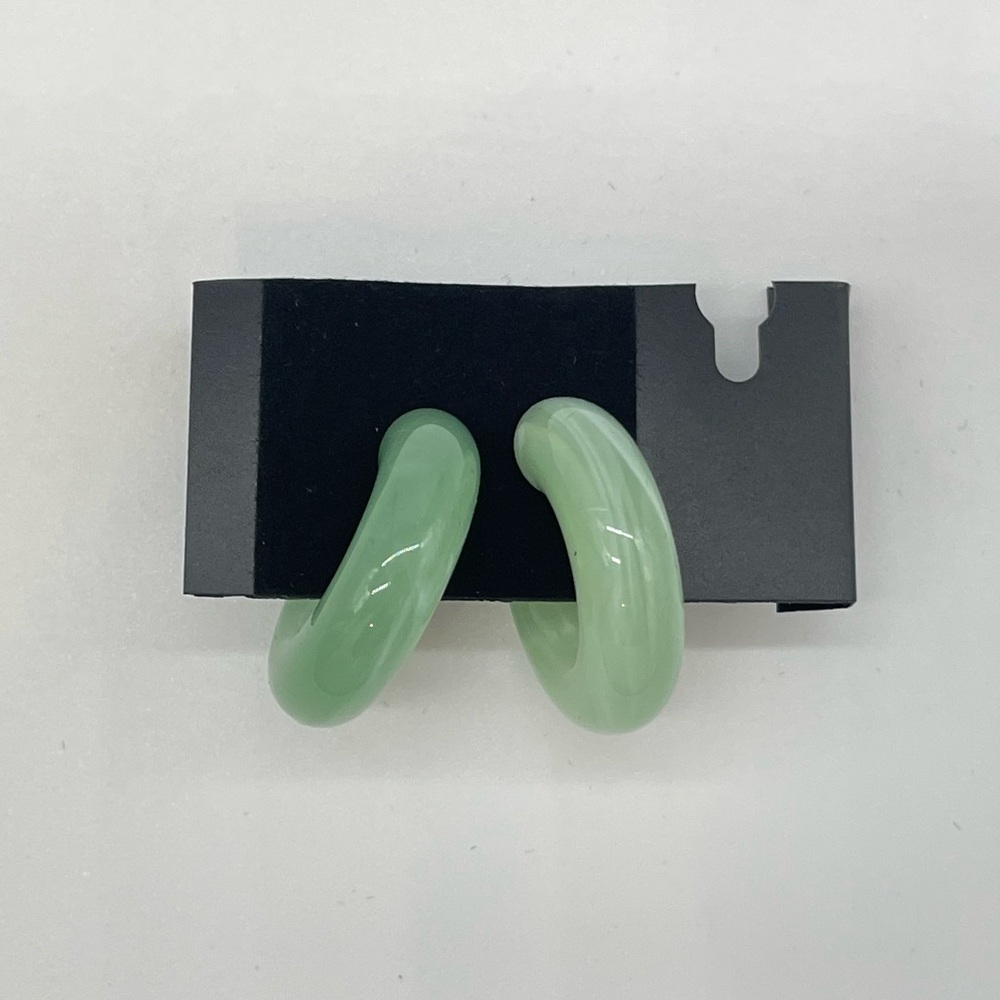 Green Small Resin Hoop Earrings